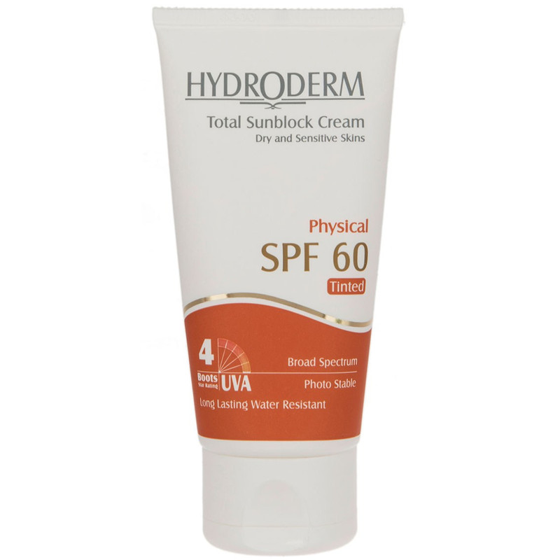 کرم ضد آفتاب SPF60 رنگی هیدرودرم مناسب پوست های خشک و حساس